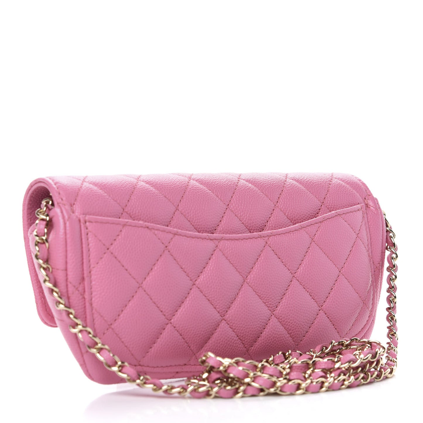 Caviar Quilted Glasses Case With Chain Pink