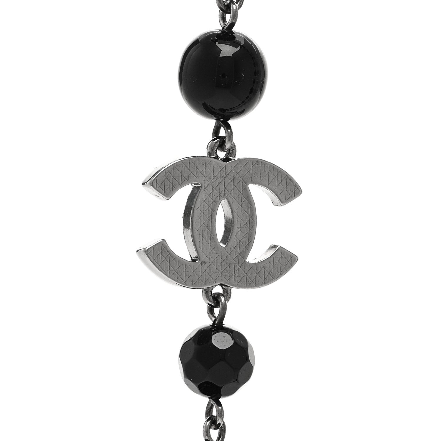 Chanel Ruthenium Pearl Beaded CC Long Necklace Black 4 of 6