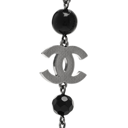 Chanel Ruthenium Pearl Beaded CC Long Necklace Black 4 of 6