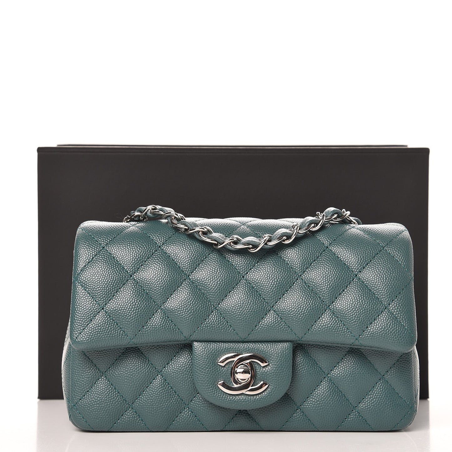 Caviar Quilted Mini Rectangular Flap Green