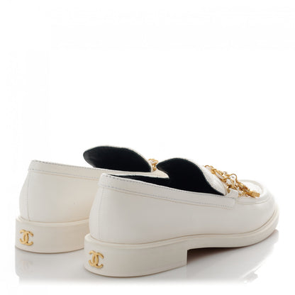 Chanel Lambskin Pearl Crystal Quilted CC Logo Jewelry Loafers 40 White 4 of 8