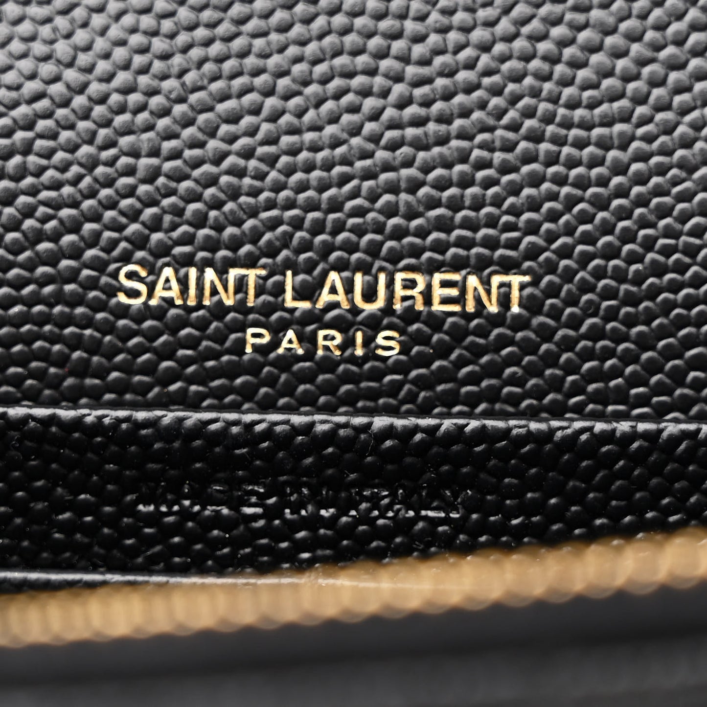 Grain De Poudre Matelasse Chevron Monogram Envelope Chain Wallet Black