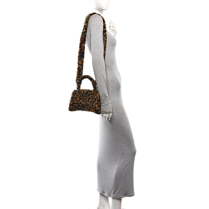 Balenciaga Fleece Leopard Print Small Hourglass Top Handle Bag Brown 2 of 10