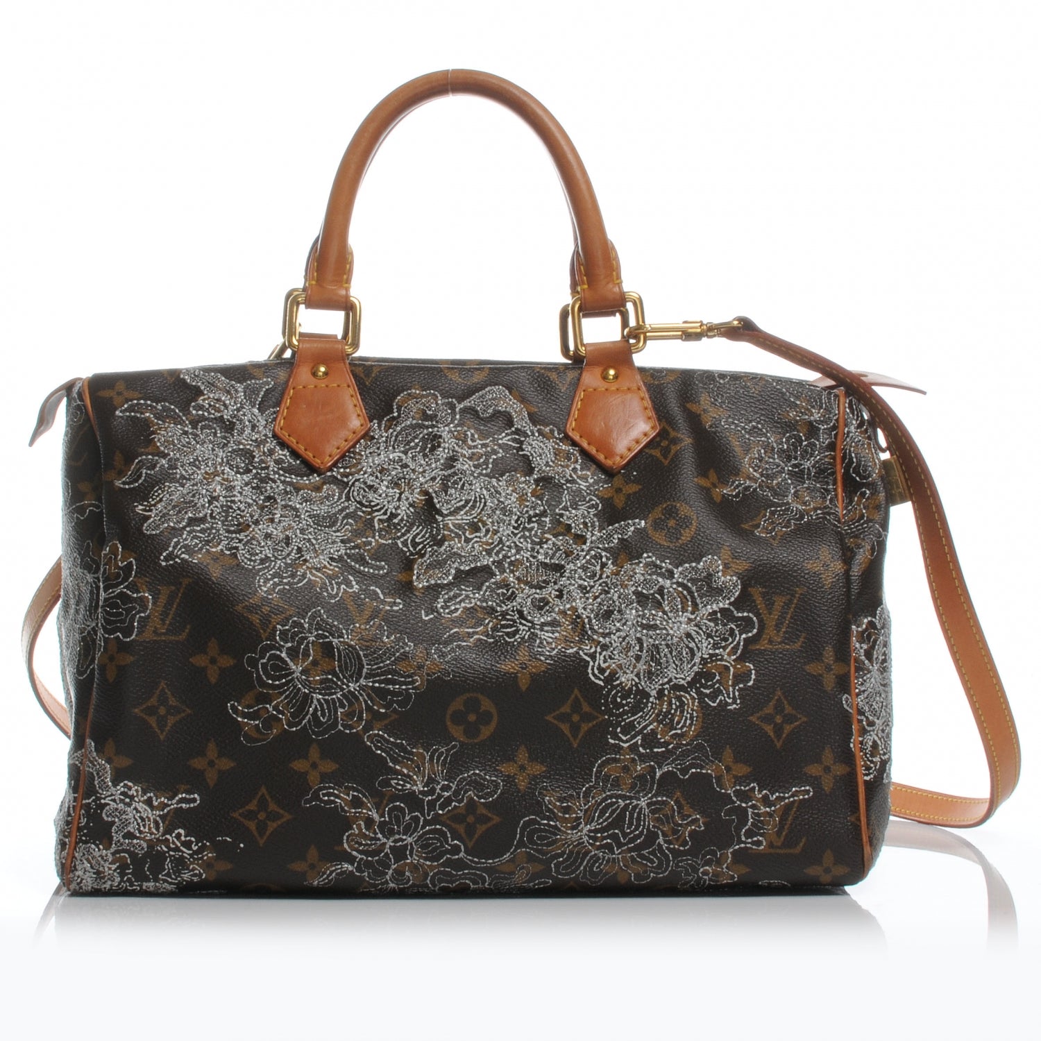 Louis Vuitton Monogram Dentelle Speedy 30 Silver 1 of 7