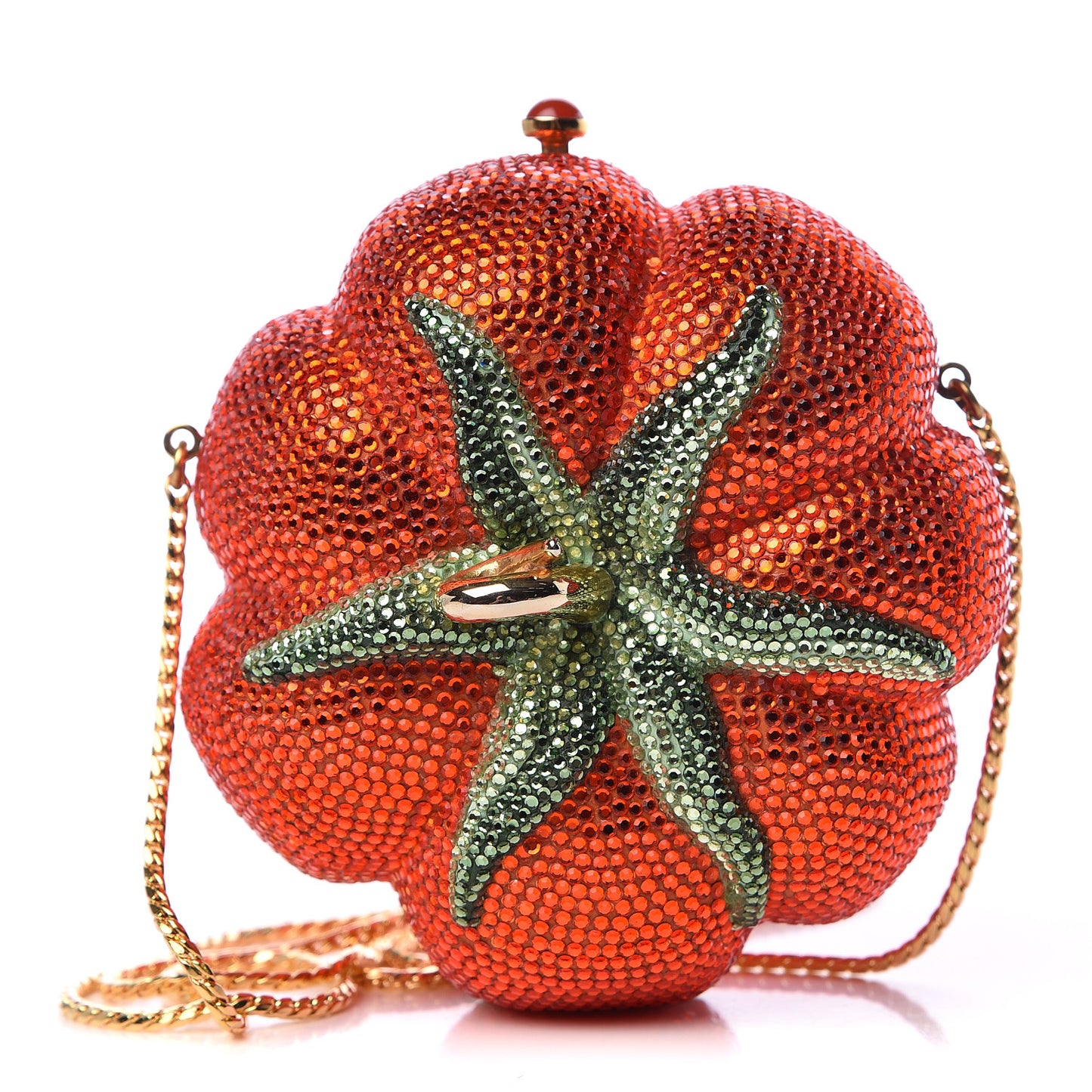 Swarovski Crystal Tomato Minaudiere Clutch Red