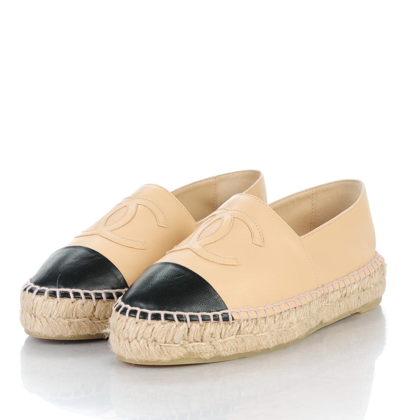 Lambskin CC Espadrilles 37 Beige Black