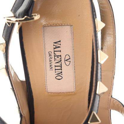 Valentino Garavani Pebbled Calfskin Rockstud Ankle Strap Pumps 38 Black 9 of 16