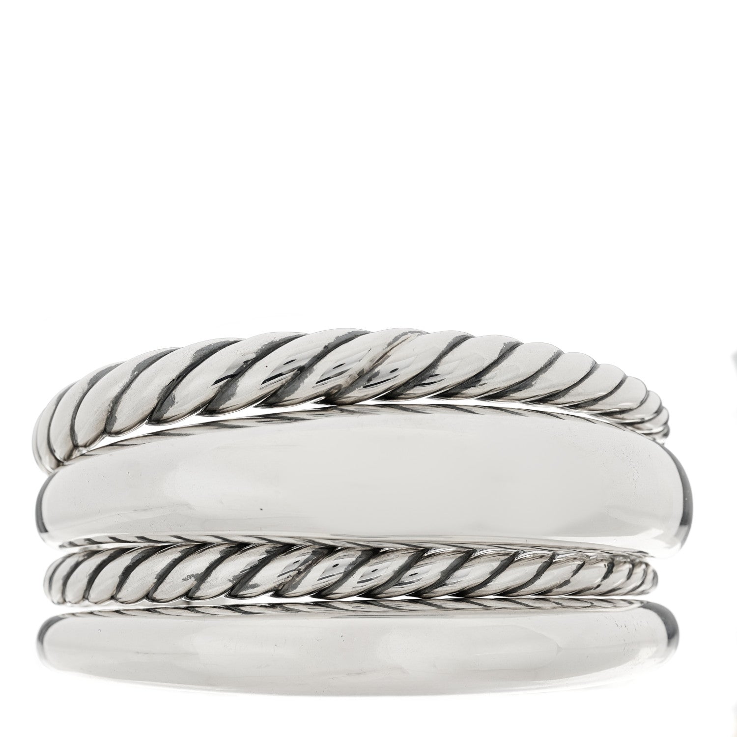 David Yurman Sterling Silver Pure Form Four-Row Cuff Bracelet 1 of 3