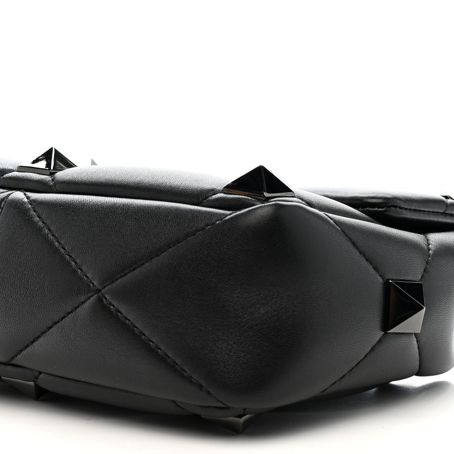 Nappa Monochrome Medium Roman Stud Shoulder Bag Black