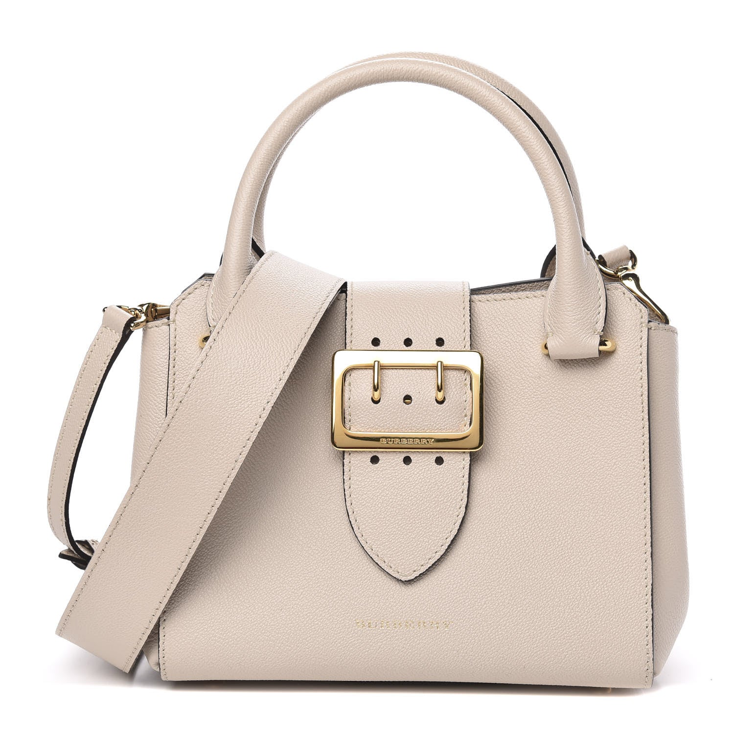 Burberry Soft Grain Calfskin Small Buckle Tote Limestone 1 of 11