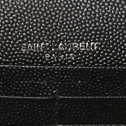 Saint Laurent Grain De Poudre Matelasse Chevron Monogram Chain Wallet Black 6 of 9