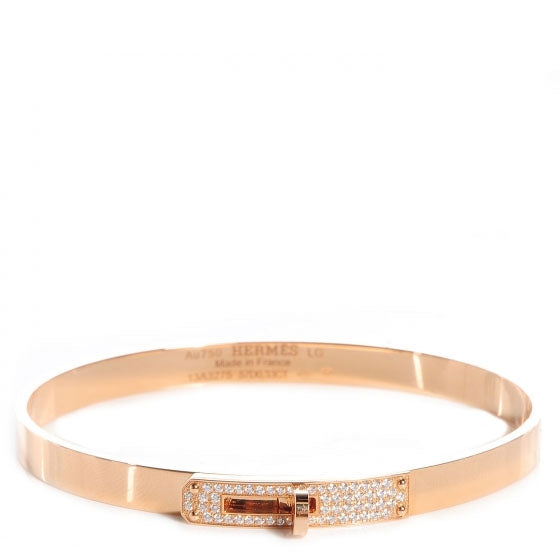 Hermes 18k Rose Gold Kelly Diamond Bangle Large 1 of 6