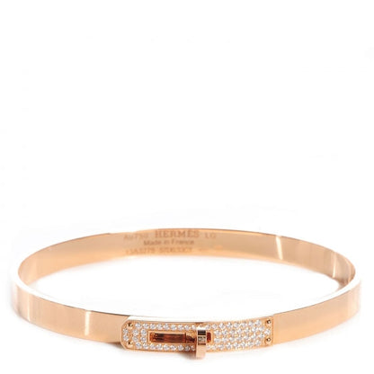 Hermes 18k Rose Gold Kelly Diamond Bangle Large 1 of 6