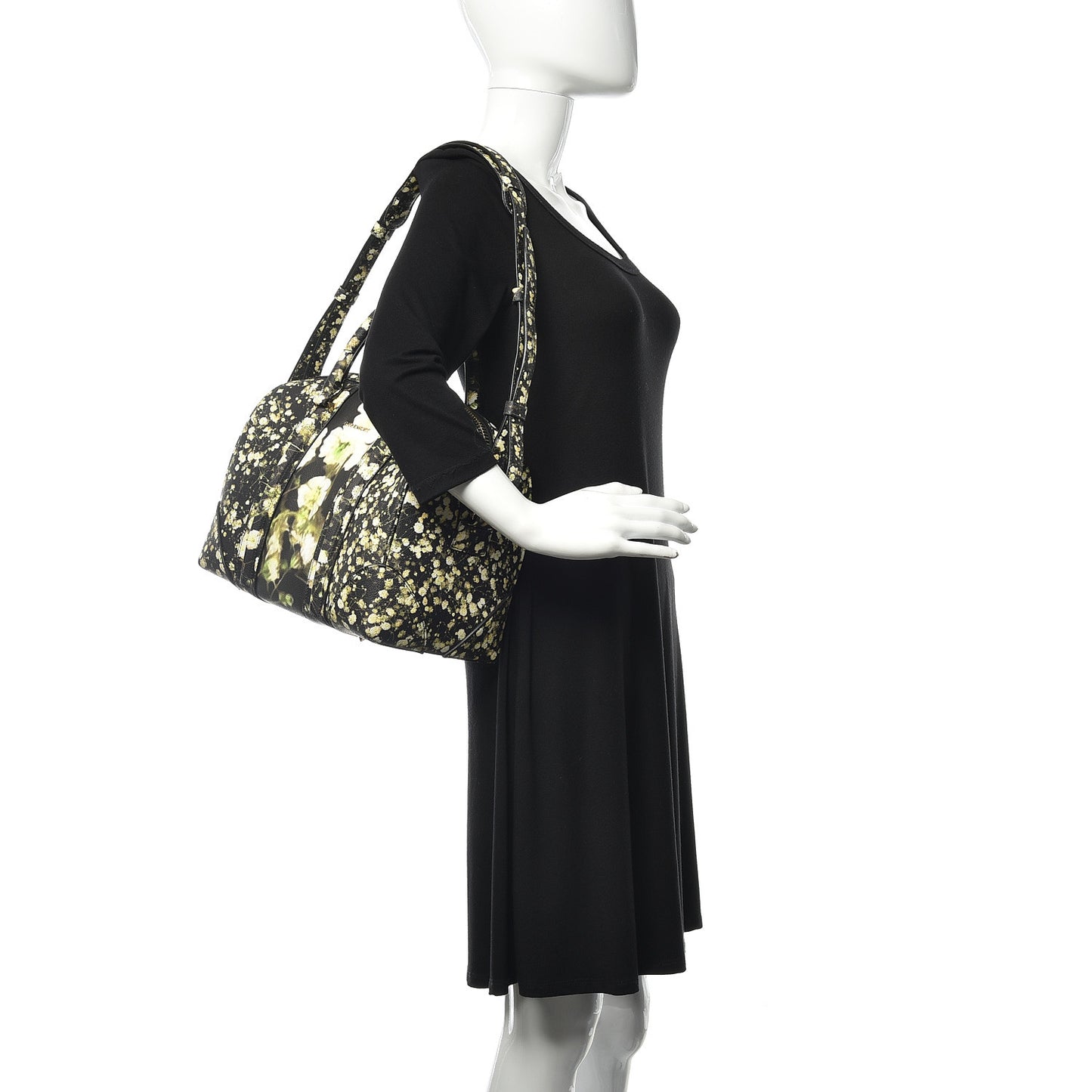 Textured Coated Canvas Baby's Breath Print Medium Lucrezia Black