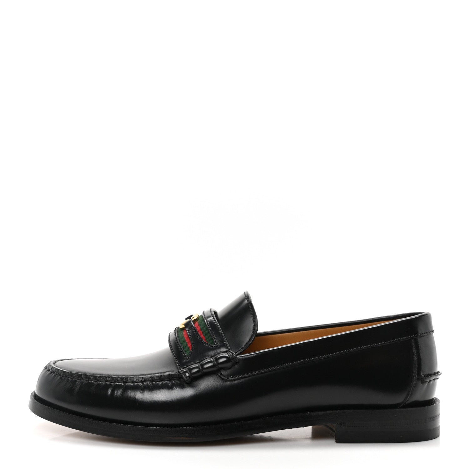 Gucci Calfskin Web Mens Interlocking GG Loafers 11 Black 1 of 9