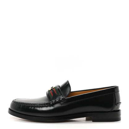 Gucci Calfskin Web Mens Interlocking GG Loafers 11 Black 1 of 9