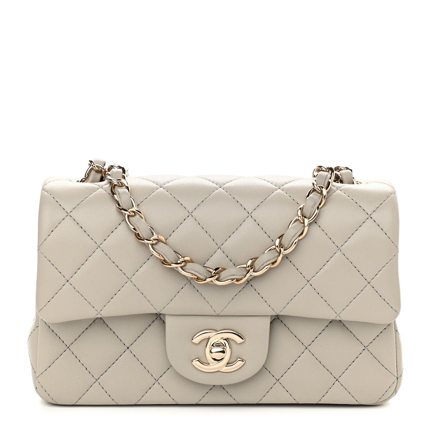 Chanel Lambskin Quilted Mini Rectangular Flap Grey 1 of 9