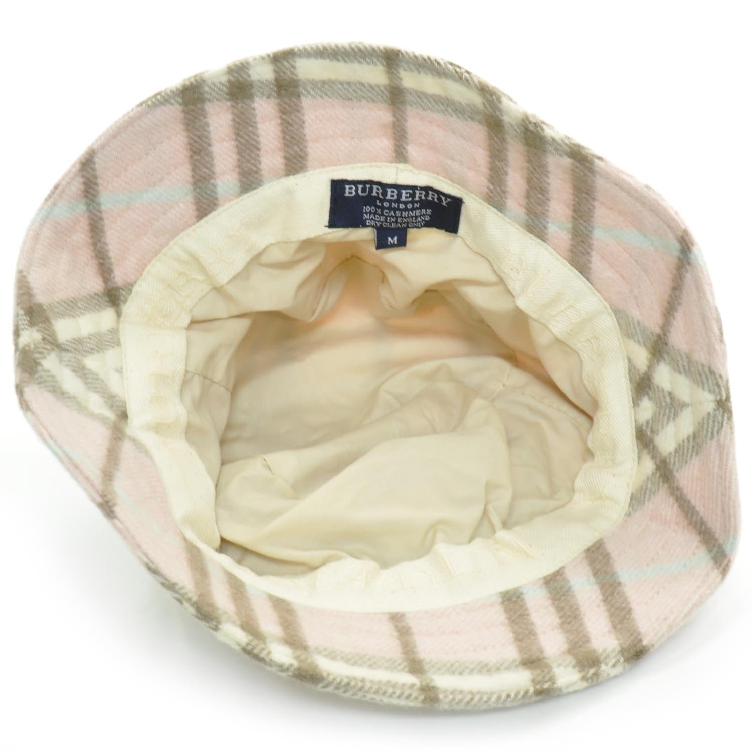 Burberry Cashmere Candy Check Bucket Hat Pink 5 of 7