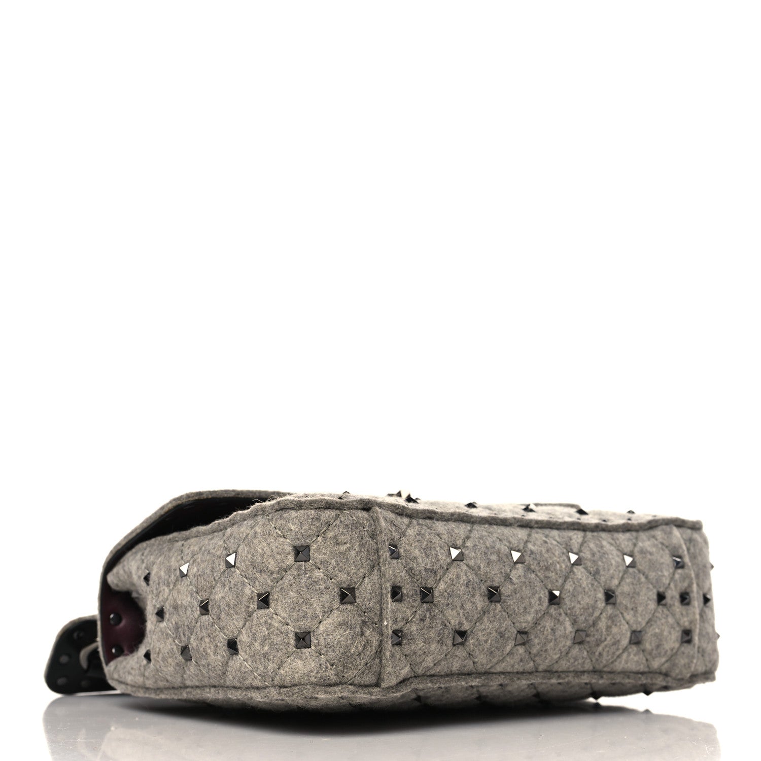 Valentino Garavani Felt Medium Rockstud Spike Shoulder Bag Grey 4 of 8