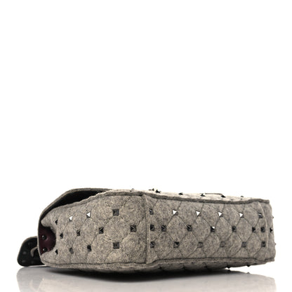 Valentino Garavani Felt Medium Rockstud Spike Shoulder Bag Grey 4 of 8