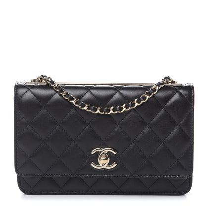 Chanel Lambskin Quilted Trendy CC Wallet On Chain WOC Black 1 of 14
