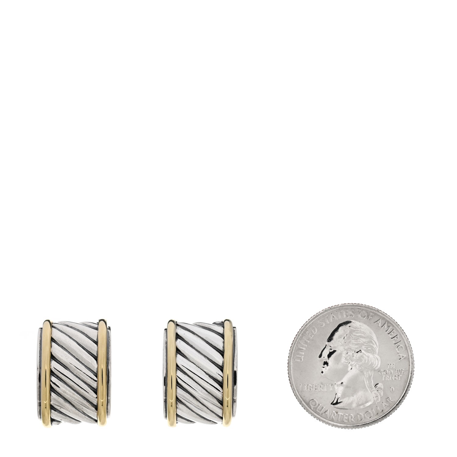 David Yurman Sterling Silver 14K Yellow Gold Cigar Band Cufflinks 2 of 4