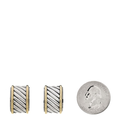 David Yurman Sterling Silver 14K Yellow Gold Cigar Band Cufflinks 2 of 4