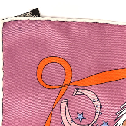 Hermes Silk Le Bal Masque Scarf 70 Vieux Rose Blue Jean Orange 4 of 4
