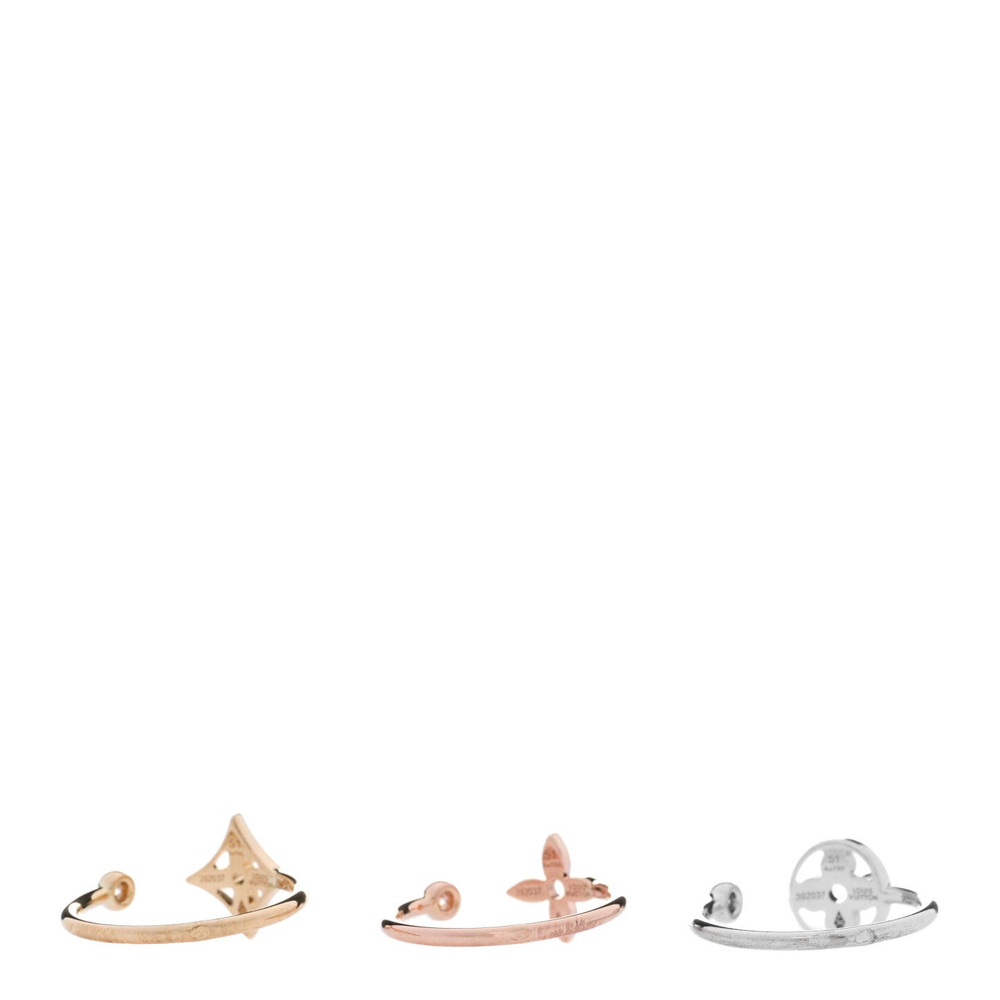 18K Yellow Pink White Gold Diamond Idylle Blossom Ring 3 Set 51 5.75