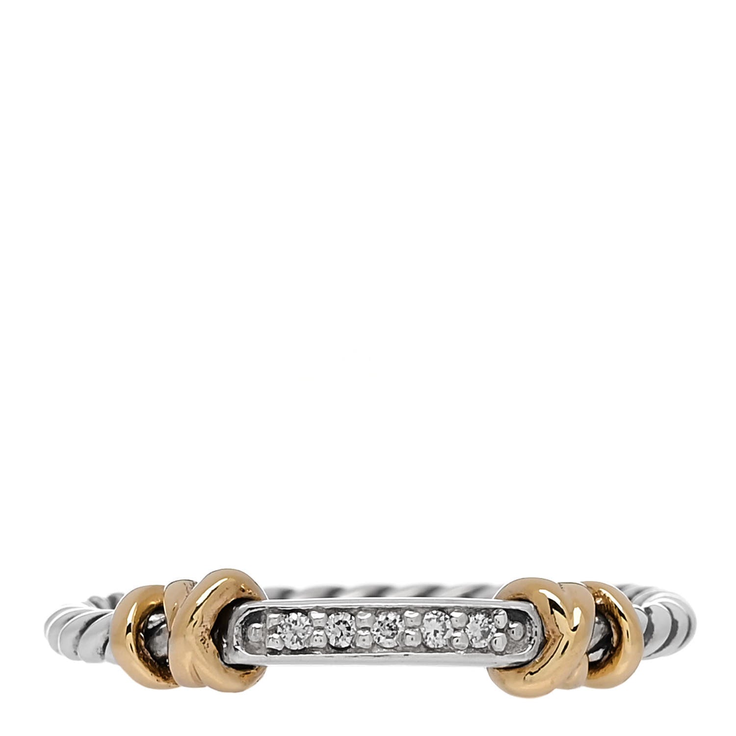 David Yurman Sterling Silver 18K Yellow Gold Diamond Petite Helena Wrap Ring 54 7 1 of 4