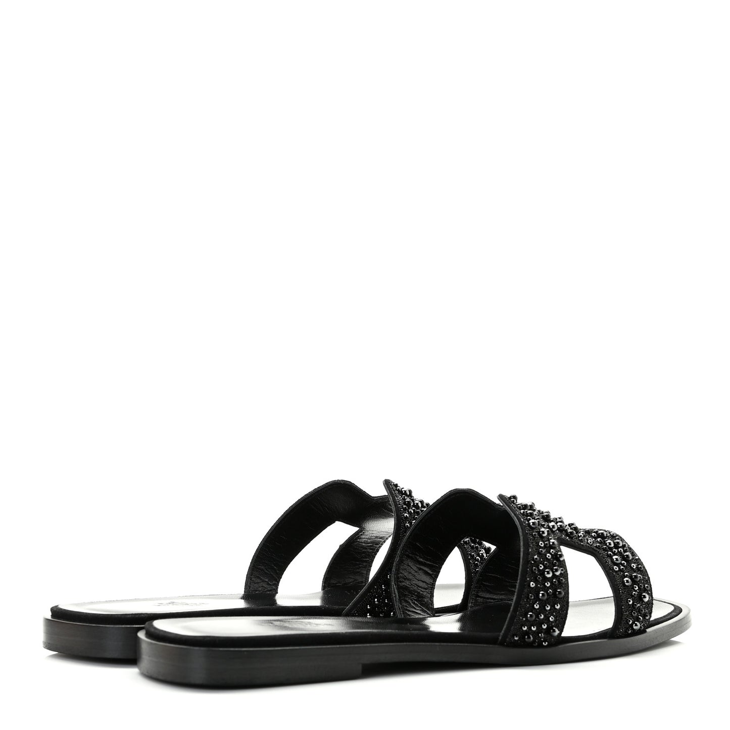 Goatskin Crystal Oran Sandals 38.5 Black