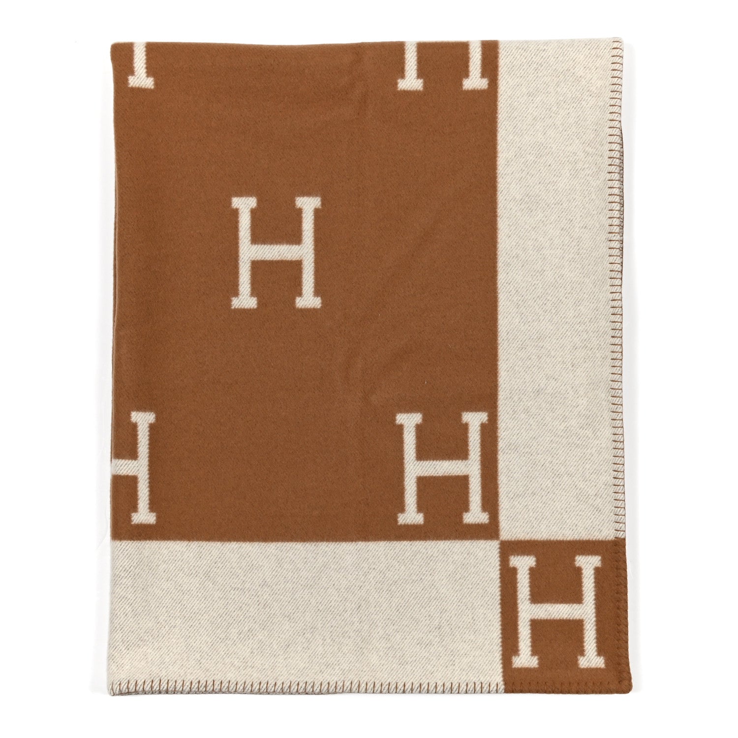 Hermes Wool Cashmere Avalon Blanket Ecru Camel 1 of 3
