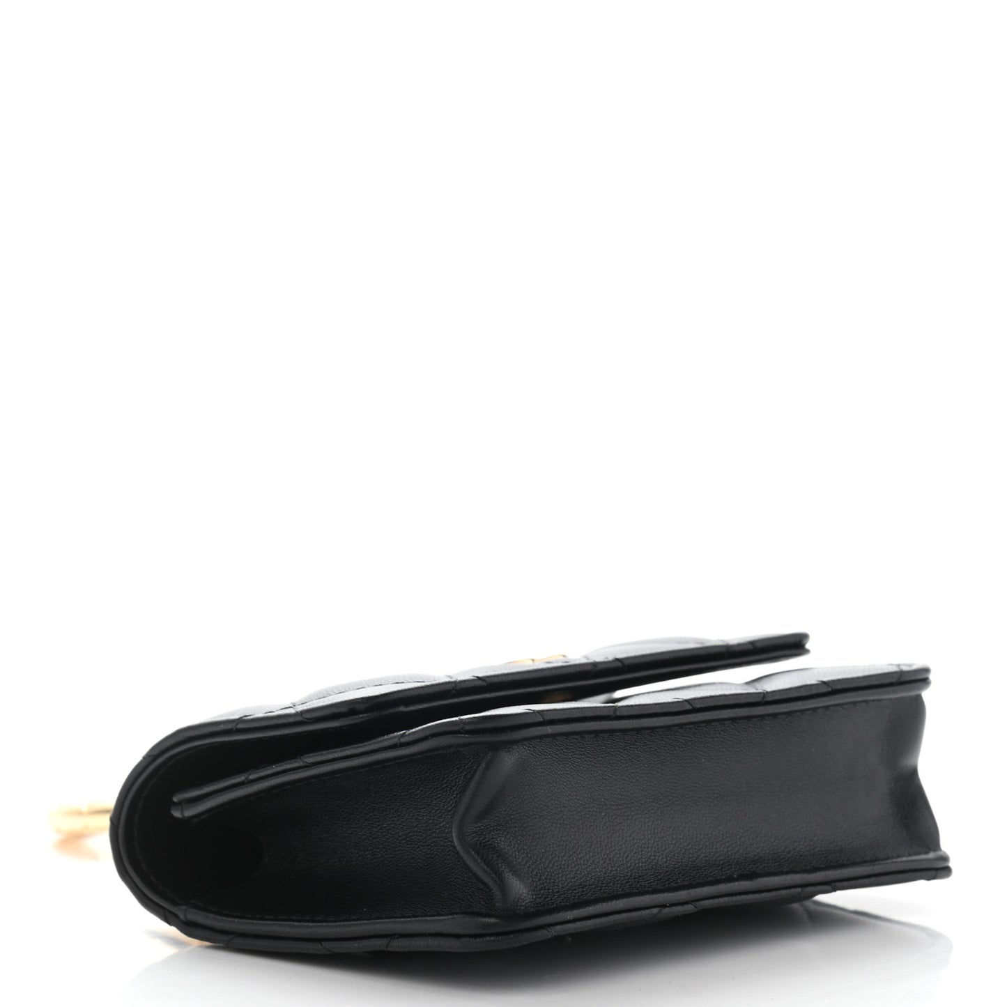 Lambskin Quilted CC Hook Card Holder Black