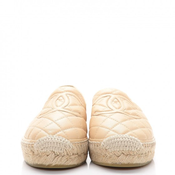 Chanel Lambskin Quilted CC Espadrilles 36 Beige 2 of 12