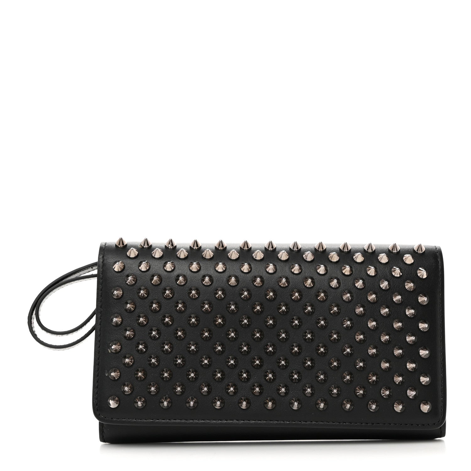 Christian Louboutin Calfskin Macaron Spiked Flap Wallet Black 1 of 7