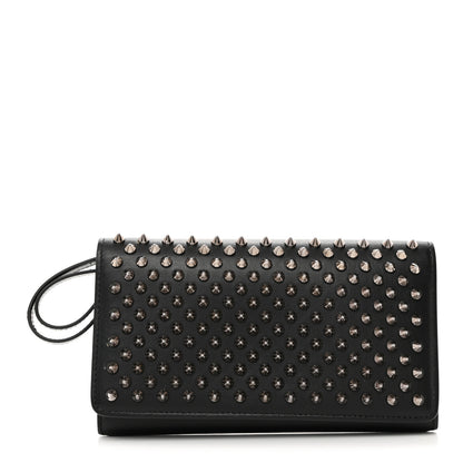 Christian Louboutin Calfskin Macaron Spiked Flap Wallet Black 1 of 7