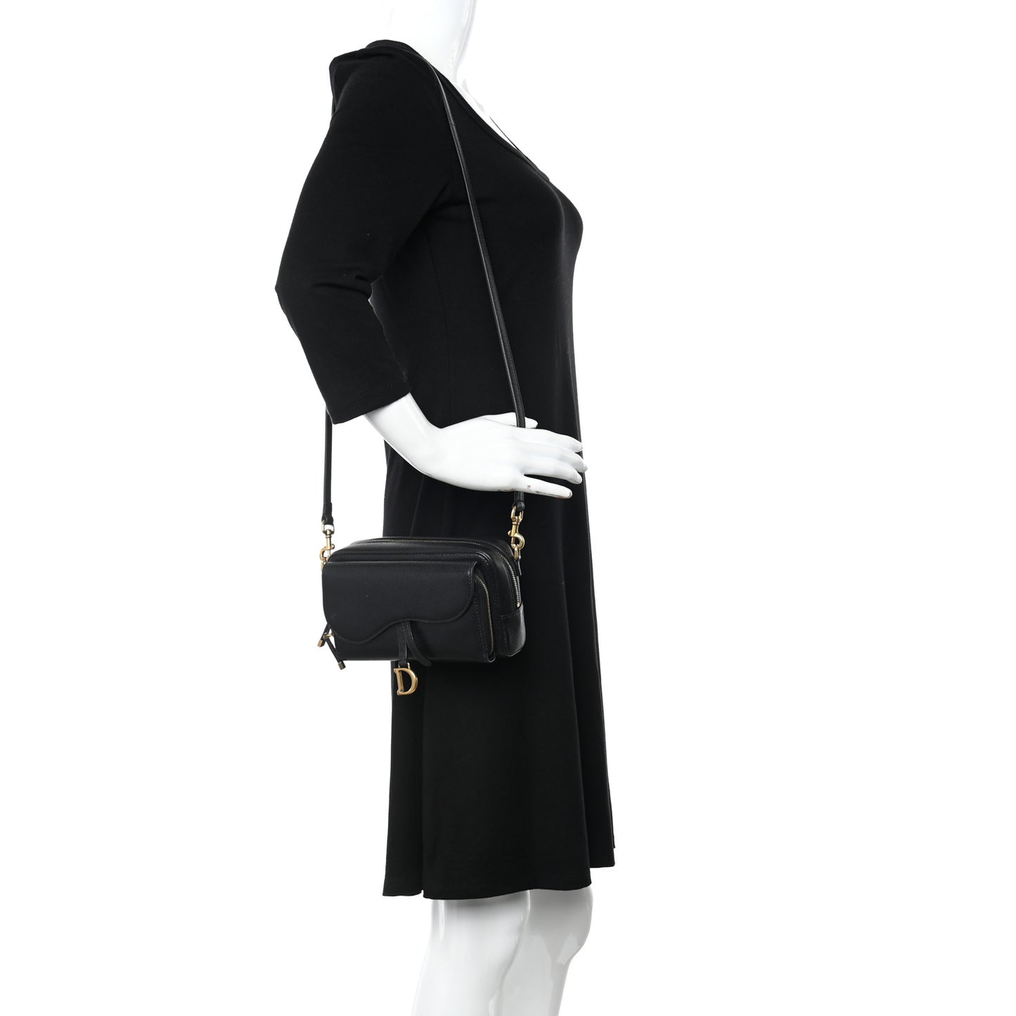Goatskin Double Saddle Pouch Black