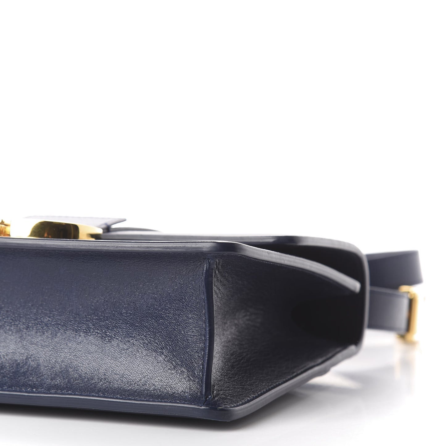 Shiny Crinkled Lambskin 30 Montaigne Flap Bag Indigo