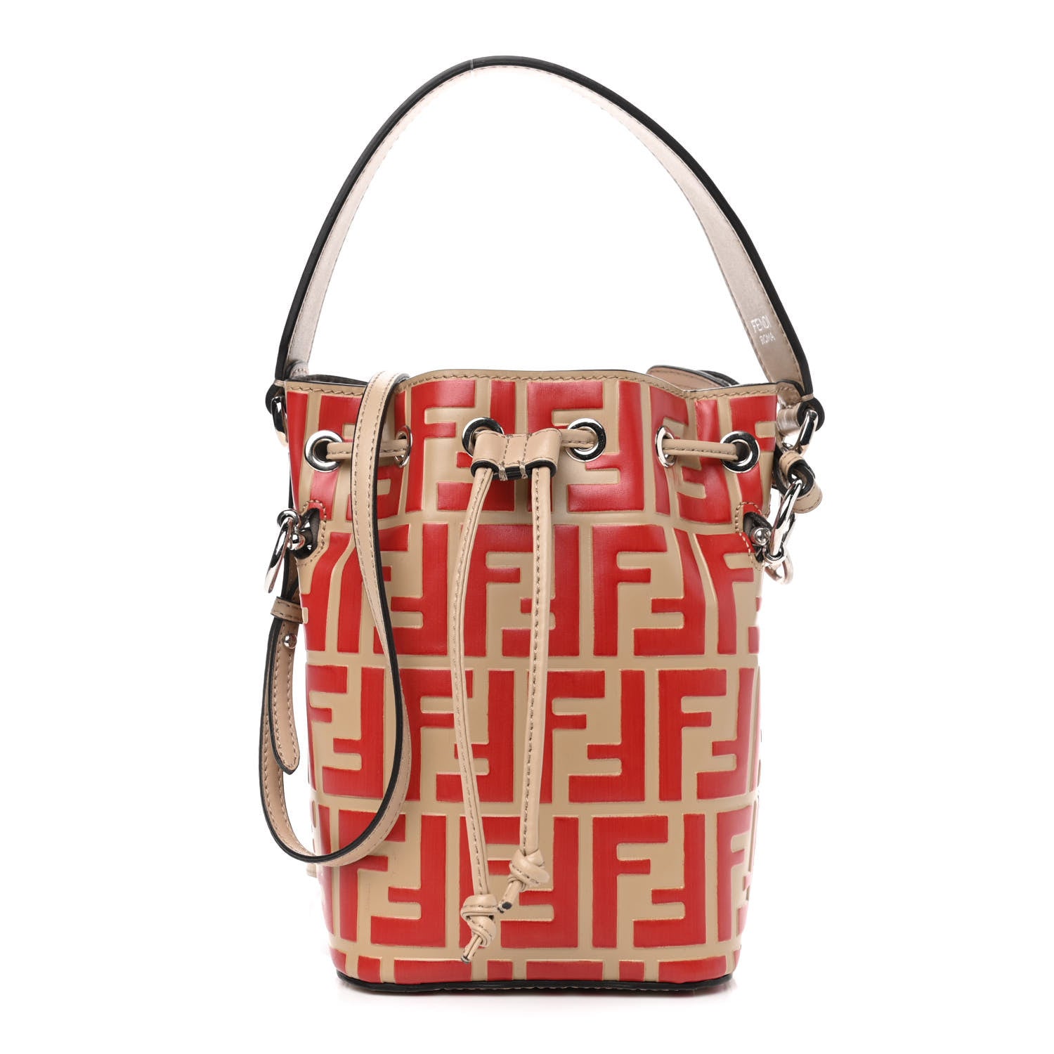 Fendi Vitello Liberty F is Fendi FF Embossed Mini Mon Tresor Bucket Bag Amido Fiamma 1 of 4