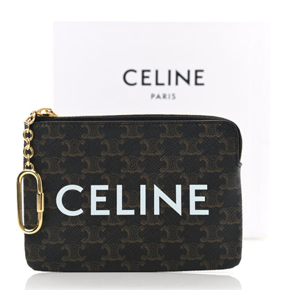 Celine Triomphe Canvas Logo Coin and Card Pouch With Hook Black 7 of 7