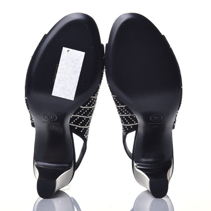Chanel Kid Suede Strass Slingback Pumps 39 Black Silver 5 of 9