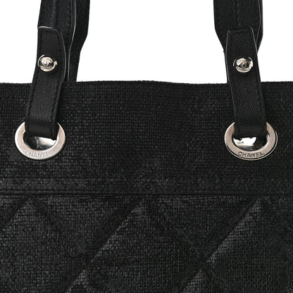 Chanel Coated Canvas Quilted Small Paris Biarritz Tote Black 8 of 14