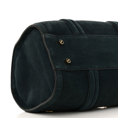 Burberry Suede Luggage Medium Bowling Barrel Bag Indigo Green 11 of 13