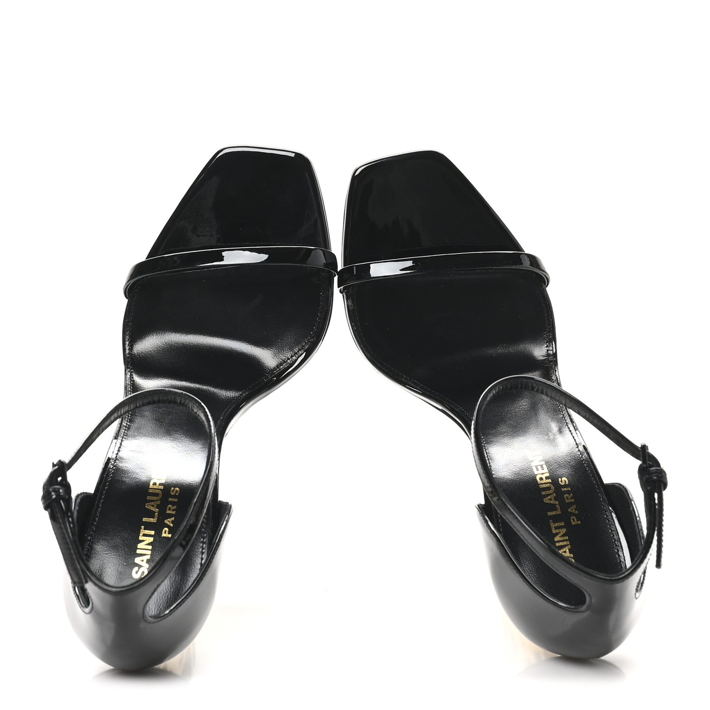 Patent Calfskin Opyum 110 Sandals 36.5 Black Gold