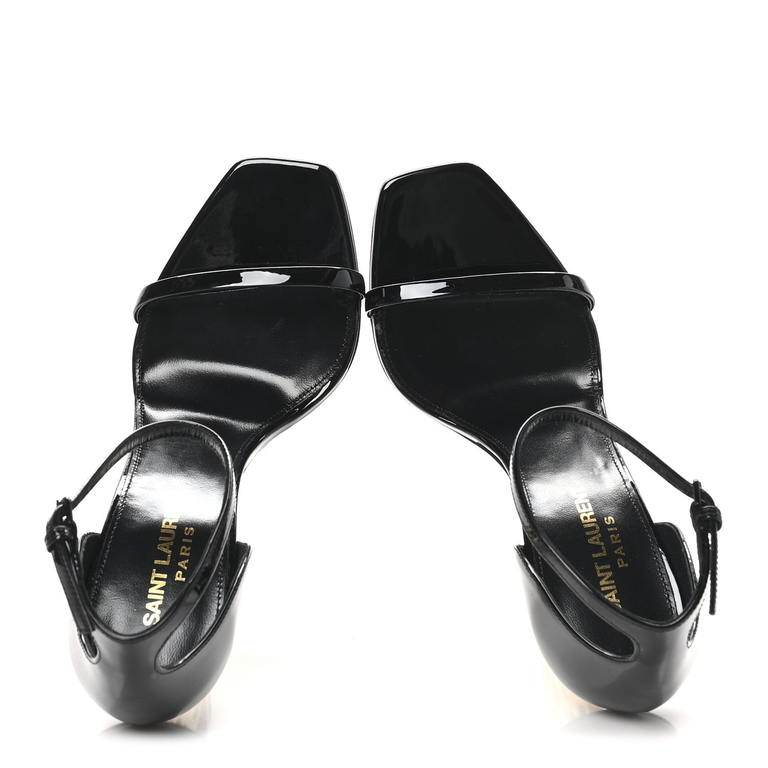 Saint Laurent Patent Calfskin Opyum 110 Sandals 36.5 Black Gold 2 of 10