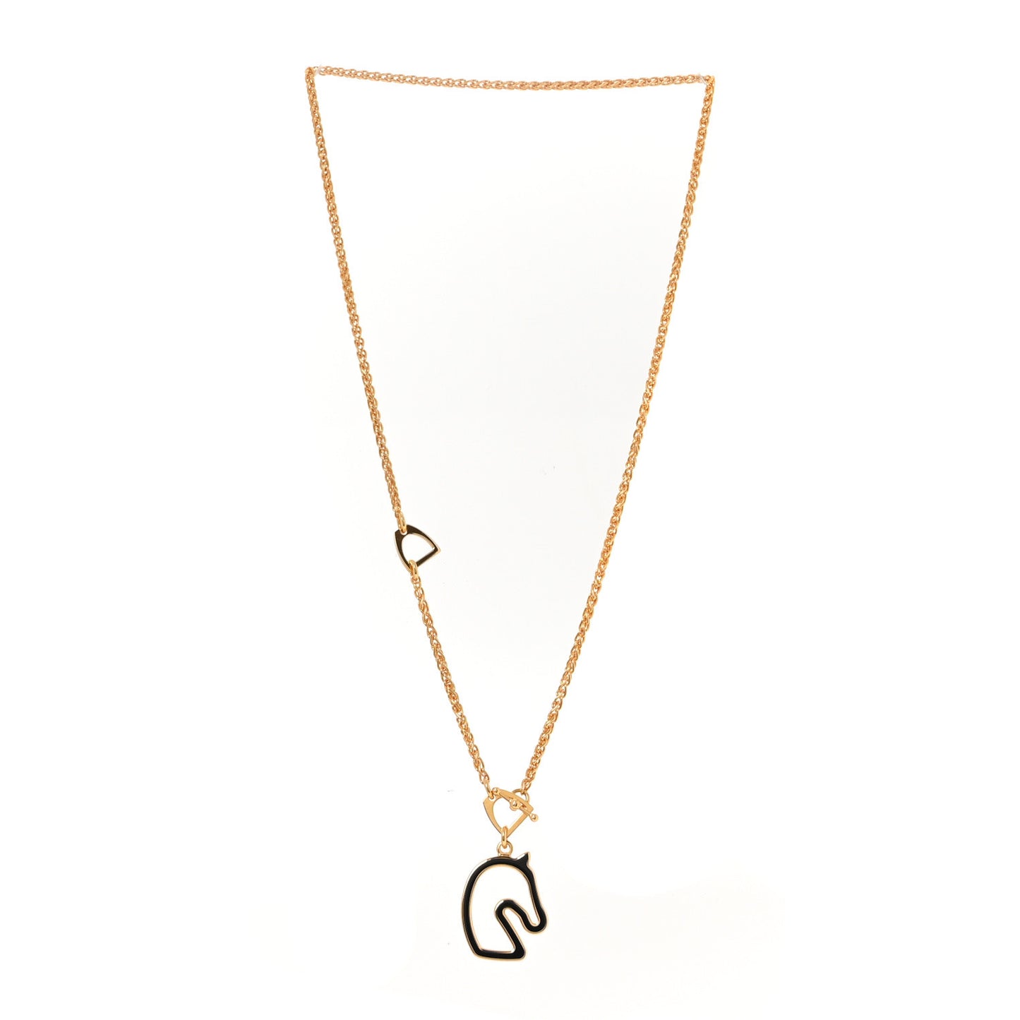 Lacquered Metal Small Tonnerre Necklace Black Gold