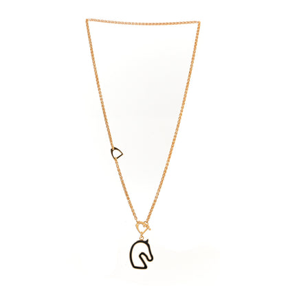 Hermes Lacquered Metal Small Tonnerre Necklace Black Gold 3 of 5