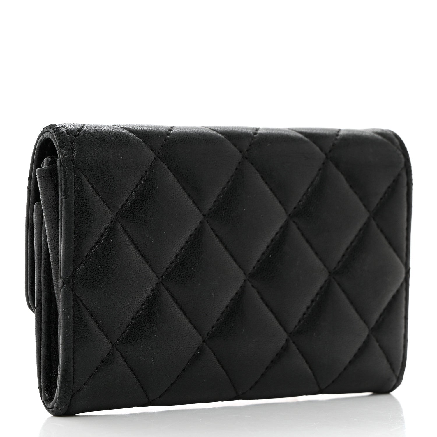 Chanel Lambskin Quilted Flap Card Holder Wallet Black 3 of 8
