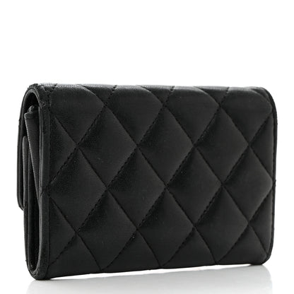 Chanel Lambskin Quilted Flap Card Holder Wallet Black 3 of 8