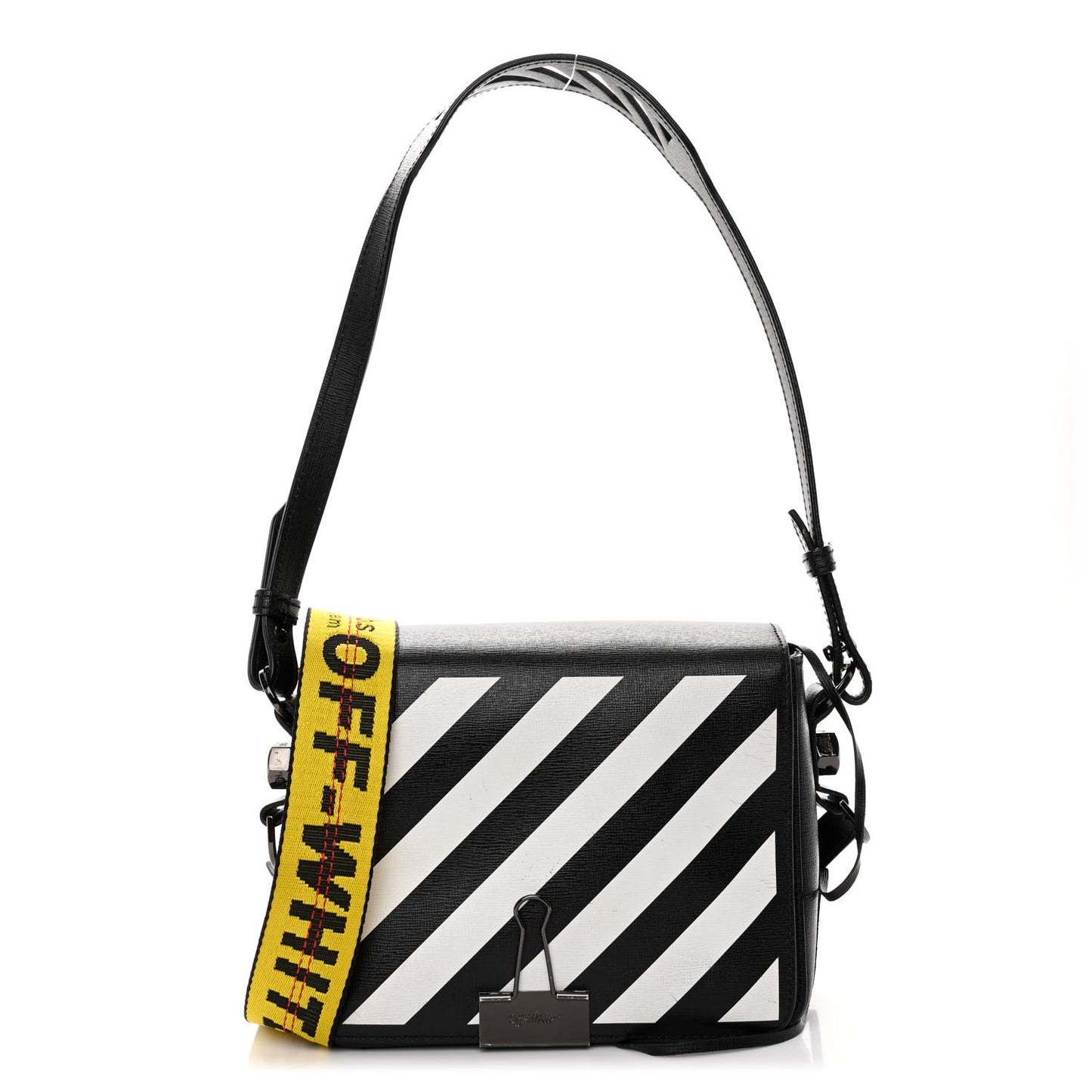 Calfskin Diag Flap Bag Black White